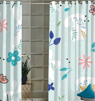 Rideau d'impression de fleurs et de feuilles de lapin blanc rideau occultant en polyester 100% pour chambre d'enfant