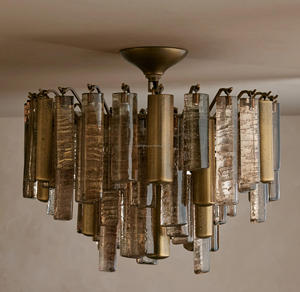 <span class=keywords><strong>Lampadario</strong></span> Vintage Italiano in Vetro di Murano e Ottone, Altezza Regolabile, per Soggiorno di Villa, Luce Pendente di Lusso - Product Image 3