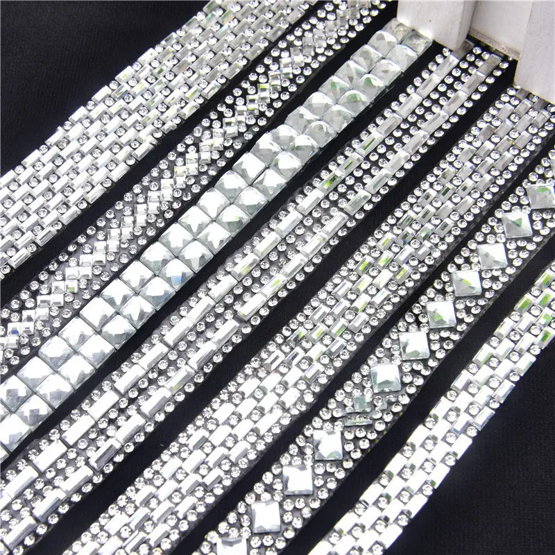 2022 Hoge Kwaliteit Hotfix Strass Mesh Trim/Mesh Rol Motief Ijzer Op Lijm Kristal Banding Transfers Blad Voor Kleding