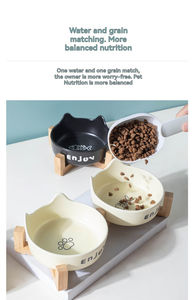 Cerâmica Pet <span class=keywords><strong>Bowl</strong></span> com Suporte De Madeira Sem Estouro Pet Dupla Tigela De Cerâmica Dog <span class=keywords><strong>cat</strong></span> Food Feeder gato Puppy Pet <span class=keywords><strong>Bowl</strong></span> para Gatos - Product Image 6