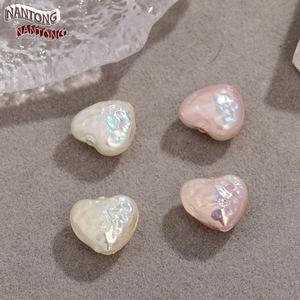 ไข่มุกเทียมรูปหัวใจสำหรับทำเครื่องประดับ สีขาวชมพู 241013 - Product Image 1