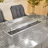 Ensemble de meubles de patio et de jardin d'extérieur, Set avec Table de chauffage ovale de 2.3m x 1.2m et 8 sièges, mobilier de foyer