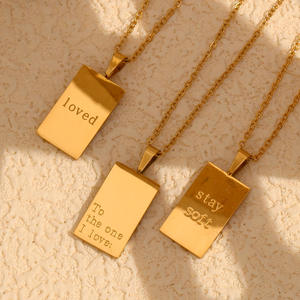 Colliers en acier inoxydable plaqué or PVD 18 carats anti-transpiration mots de confession gravés collier pendentif plaque rectangle <span class=keywords><strong>pour</strong></span> <span class=keywords><strong>amoureux</strong></span> - Product Image 6