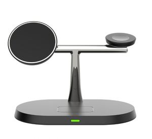Chargeur sans fil 3 en 1 15W à charge rapide, support pliable pour smartphones, montres connectées et écouteurs - Product Image 1