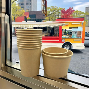 Contenant jetable personnalisé en papier kraft double paroi, écologique et étanche, pour porridge et plats à emporter - Product Image 1