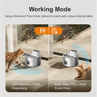 Fontaine à eau pour animaux de compagnie OEM 4L à piles avec détecteur de mouvement, sans fil, pour chiens et chats, en acier inoxydable, avec fenêtre visible