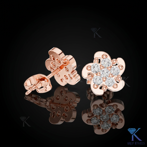 Lab Grown Diamond Minimalist Floral Pinwheel <b>Stud</b> Earrings 6 Stone Cluster 14K 18K Solid Gold Fine Women Jewelry Wedding Party - Product Image 2