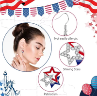 Boucles d'oreilles créoles aux couleurs du drapeau américain, avec strass, charmantes, pour le 4 juillet, Jour de l'Indépendance, cadeau de Noël et de fête