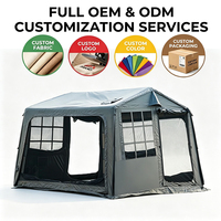 Tente gonflable Ridge 270x270x200cm en Oxford 200D occultant avec colonne d'air en PVC, fenêtre en TPU et ouverture pour poêle, idéale pour le camping