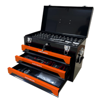 Boîte à outils portable en acier 20'' à 3 tiroirs et 4 niveaux avec poignée de transport, clés réglables et loquets de rangement multifonctionnels