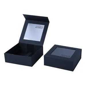 Luxury Custom Logo Cap Paper Packaging Gift Box With Clear Pvc Window Box Cap