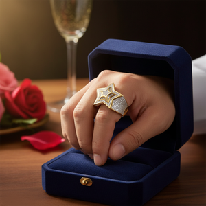Anillo de Bodas de Oro de 10K para hombre, joyería de boda elegante con forma de estrella de diamante redondo de 1,20 quilates - Product Image 3