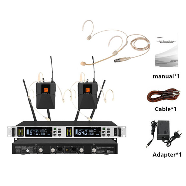 Perfect Sound Professional  Customizable Dual Channel Headset Head Wireless Microphone System True Diversity Stage UHF Microfone