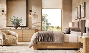 Myhome 2025 sang trọng 9-ngăn kéo rắn sồi tủ quần áo hiện đại travertine hàng đầu với dệt mía tấm rắn gỗ nội thất phòng ngủ - Product Image 5