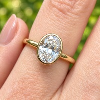 Bague de fiançailles en moissanite taille ovale sertie clos, en or jaune massif 9K 10K 14K 18K, certifiée GRA, petite alliance pour femme, vente en gros