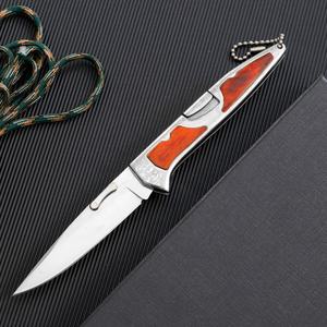 Coltello Tascabile Tattico con Lama in Acciaio Inox 84mm, Manico in Legno, per Campeggio, Sopravvivenza, Caccia, Bushcraft, OEM - Product Image 2