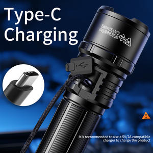 مصباح يدوي LED قابل للتكبير بعيد المدى مقاوم للماء تكتيكي مع شعار مخصص هيكل من سبائك الألومنيوم قابل لإعادة الشحن - Product Image 6