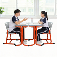 Bureau d'Écolier Moderne avec Design Confortable, Plateau Blanc, Pieds en Acier Jaune, Tiroir de Rangement Pratique