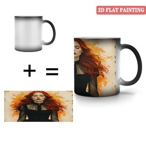 Modern Home Dining Room Table Mug Frosted Black 11oz <b>Ceramic</b> Heat Sensitive Magic <b>Cup</b> - Product Image 4