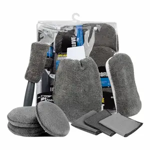 9-piece Set of All-gray Multi-function Car Wash Cleaning Kit Car Wash Tool Gift Kit Car Cleaning Tool Supplies