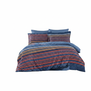 Varol 250 TC Satin Duvet Cover <b>Set</b> Bamboo Blend Cotton Linear <b>Striped</b> Pattern Family Size for Home Use - Product Image 2