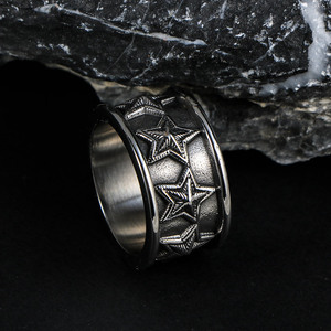 Trendy <b>Titanium</b> Steel <b>Ring</b> Five Pointed Star Pattern Unisex Fashion Jewelry Gift SA968 - Product Image 2