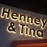 Letreros publicitarios LED acrílicos con logotipo 3D personalizado con letras LED de metal para lugares de empresa como tiendas y negocios