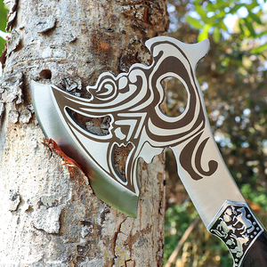 Rìu hai lưỡi đa năng, cấp công nghiệp, dùng ngoài trời, kèm bao nylon và cán gỗ, dùng cho cắm trại - Product Image 4