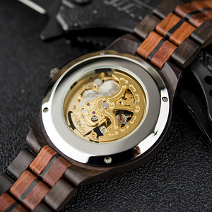 <span class=keywords><strong>Montre</strong></span> <span class=keywords><strong>automatique</strong></span> en bois personnalisée avec logo pour les amoureux du luxe, pour couples, mécanisme visible, résistante à l'eau, aiguille de 24 mm, cristal saphir - Product Image 6
