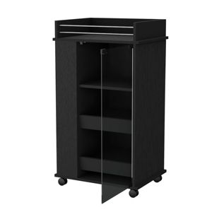 DB Willow Park <b>Black</b> <b>Bar</b> <b>Cart</b> with Glass Door Bottle Holder and Casters Furniture Set for <b>Bars</b> - Product Image 3