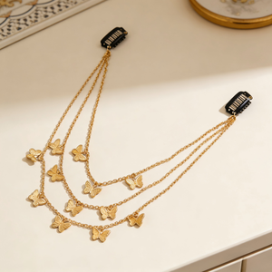 Nouvelle Pince à Cheveux Papillon Métallique Haut de Gamme Style Vintage Populaire avec Chaîne à Cheveux Multicouche à Pompom – Accessoire Capillaire <span class=keywords><strong>pour</strong></span> Coiffures Élégantes - Product Image 4
