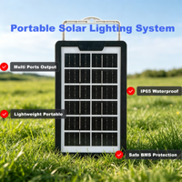 Sistema de Iluminación Solar Portátil para Acampar al Aire Libre, Carga Multi-Puerto, 2 Mini Lámparas Cuadradas, Kit de Almacenamiento de Energía de 4800mAh