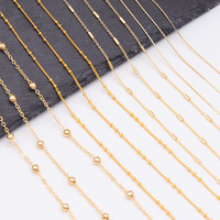 Chaîne à perles circulaire plaquée or (14K/18K) pour la fabrication de colliers et bracelets, avec pampilles allongées faites à la main, pour chaîne O de clavicule