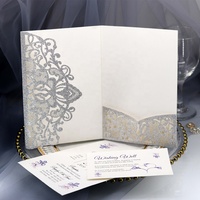Cartes de vœux personnalisées en papier pailleté à trois volets avec pochette pour mariage, invitation, décoration de fête nuptiale