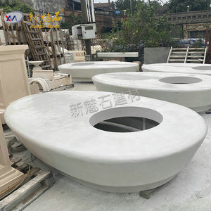 Nouvelle banc-bac à plantes en béton préfabriqué Magic Stone blanc, sur mesure pour patio et jardin - Product Image 4