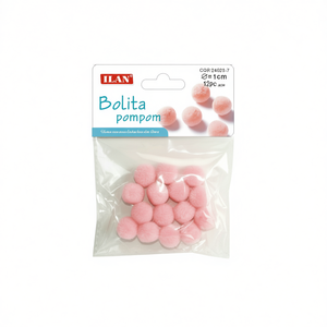 Iln Bolita Pompom 1.5Cm Pink <b>Wool</b> <b>Craft</b> Decorations - Product Image 2