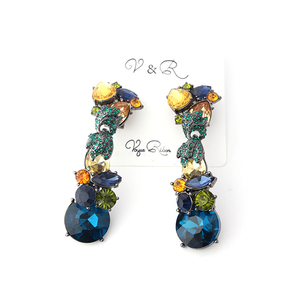 Nueva joyería de moda flor de la aleación parte de cristal de colores piedras <span class=keywords><strong>hematita</strong></span> bronce chapado en pendientes para - Product Image 3