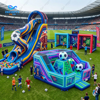 Château gonflable à thème Coupe de football en bâche PVC avec toboggan pour enfants, idéal pour la location événementielle