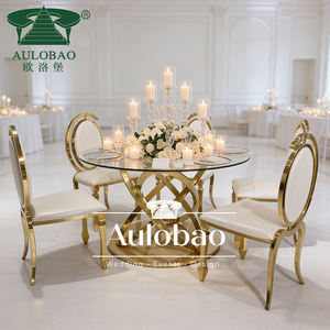 Ensemble de table à manger de luxe pour 8 personnes avec chaises, plateau en verre et base en acier inoxydable - Product Image 3