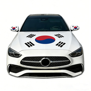 Funda <span class=keywords><strong>para</strong></span> Capó de Coche <span class=keywords><strong>con</strong></span> Bandera de 115x155cm, Elástica, Personalizable, de Spandex, <span class=keywords><strong>con</strong></span> Cubierta <span class=keywords><strong>para</strong></span> Espejo Retrovisor - Product Image 2