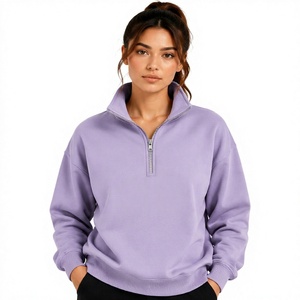 Sudadera de Mujer Index Apparel con Cierre de Cremallera, Cuello Alto, Manga Larga y Estampado Gráfico, Color Lavanda - Product Image 1