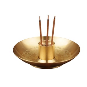 Brass <b>Incense</b> <b>Holder</b> With Tray Hand Made For Religious Use Sandalwood <b>Incense</b> Burner Three Treasures Lotus Design - Product Image 5