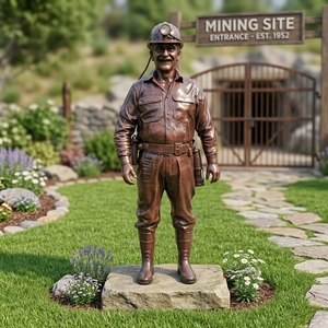 Scultura Personalizzata in Bronzo di Minatore a Grandezza Naturale, Statua di Operaio Minerario per Decorazione Artistica Pubblica - Product Image 2