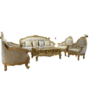 Collection de canapés style palais royal, cadre doré, tissu, configuration 3+2+1 places pour maison de luxe - Product Image 6