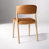 Chaise de salle à manger VL Nordic en bois massif, revêtement en cuir PU, confortable, ambiance simple, design tendance, dossier enveloppant, pratique