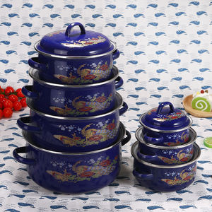 7 Pcs <strong>Enamelware</strong> with Decal of Carbon Steel Kitchen <strong>Cookware</strong> <strong>Wholesale</strong>