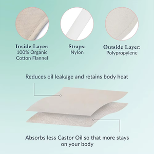 Kit kompres minyak jarak asli katun organik pembungkus minyak jarak dapat dipakai ulang memperbaiki tidur dan pencernaan mengurangi peradangan - Product Image 5