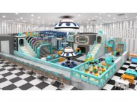 Équipement de centre de jeux intérieur sur le thème de l'espace pour enfants avec station spatiale, piscine à balles et bac à sable pour centre commercial