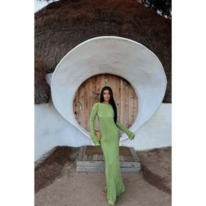 Green Mirela Vintage Satin <b>Prom</b> <b>Dress</b> XL Empire Waistball Gown A-Line Silhouette Short Sleeves Floor-Length Embroidered Party - Product Image 2