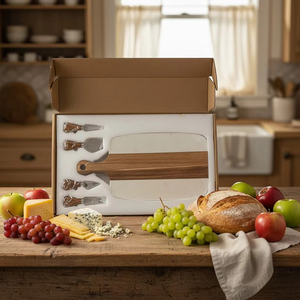 Juego de Tablas para Cortar Queso de <span class=keywords><strong>Madera</strong></span> de Acacia y Mármol con Cuchillos Personalizados para Utensilios de Cocina, Regalo Perfecto - Product Image 1